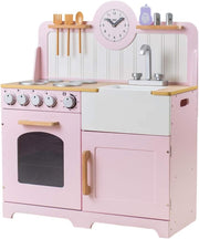 Wooden Kids Play Kitchen Pretend Cooking Set Oven Sink Accessories
