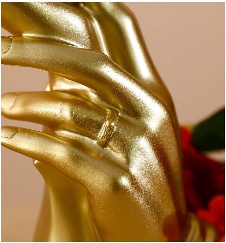 Gold Hand-in-Hand Sculpture • Romantic Resin Couple Ornament • Elegant Gift