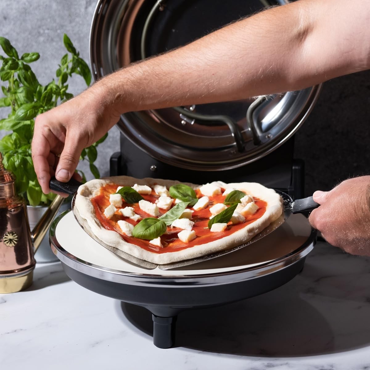 Electric Pizza Oven 1200W | 32cm Stone Plate 400°C Dual Heat Fast Cooker