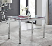Modern White Glass Extending Dining Table Rectangular Chrome Legs