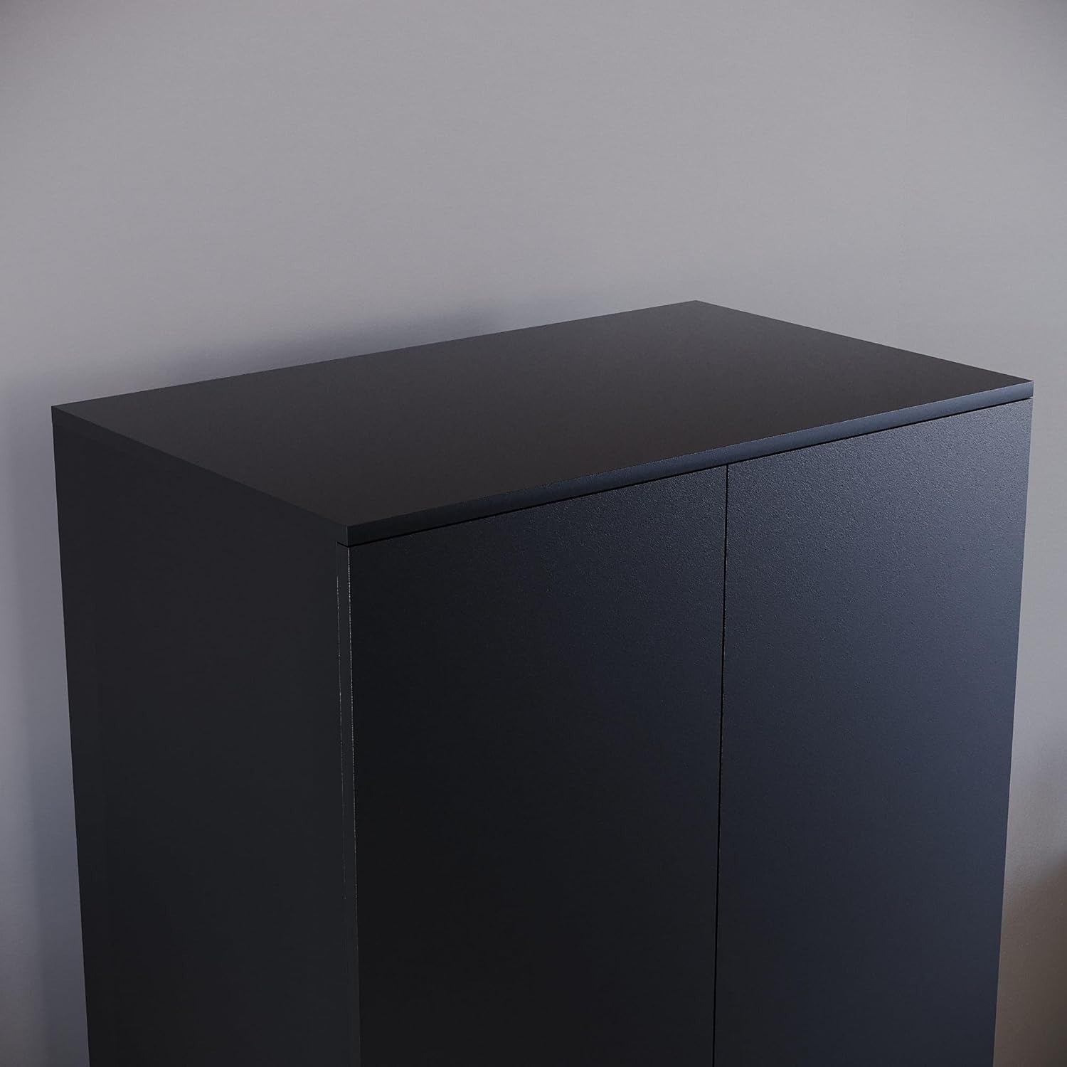 Black 2 Door Wardrobe With Shelf & Rail, Modern Bedroom Storage Unit