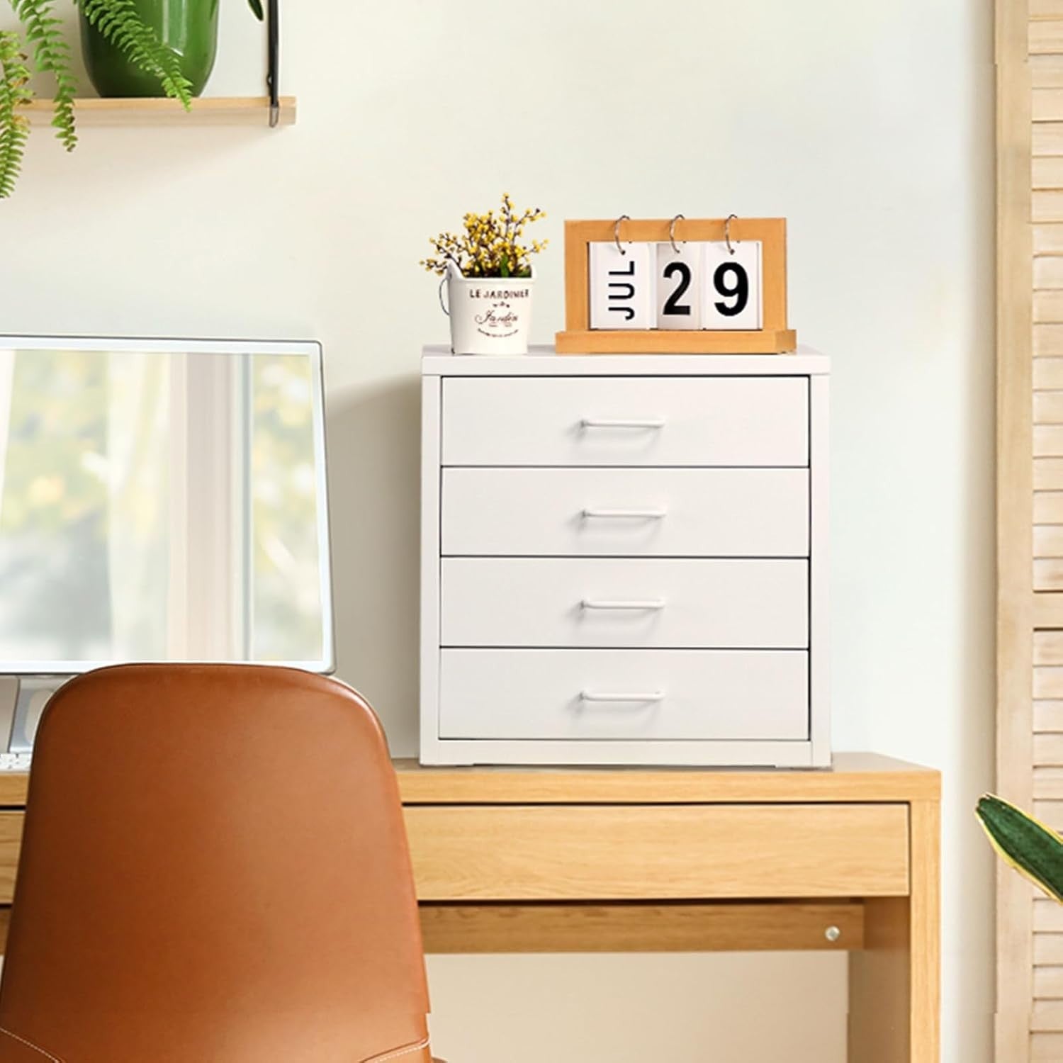 Desktop A4 Filing Cabinet 4 Drawer Metal Storage Organizer Office Unit