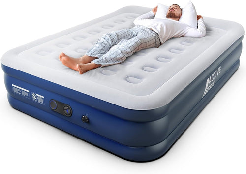 King Size Inflatable Air Mattress Built In Electric Pump Flocked Guest Bed