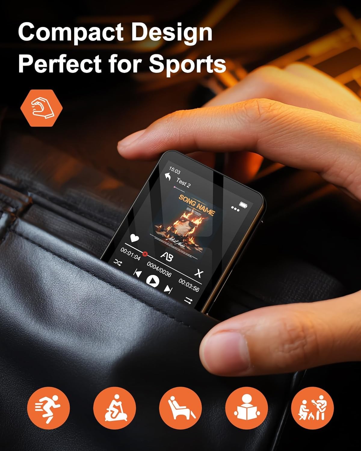 128GB MP3 Player Black Bluetooth 5.3 HiFi Speaker FM