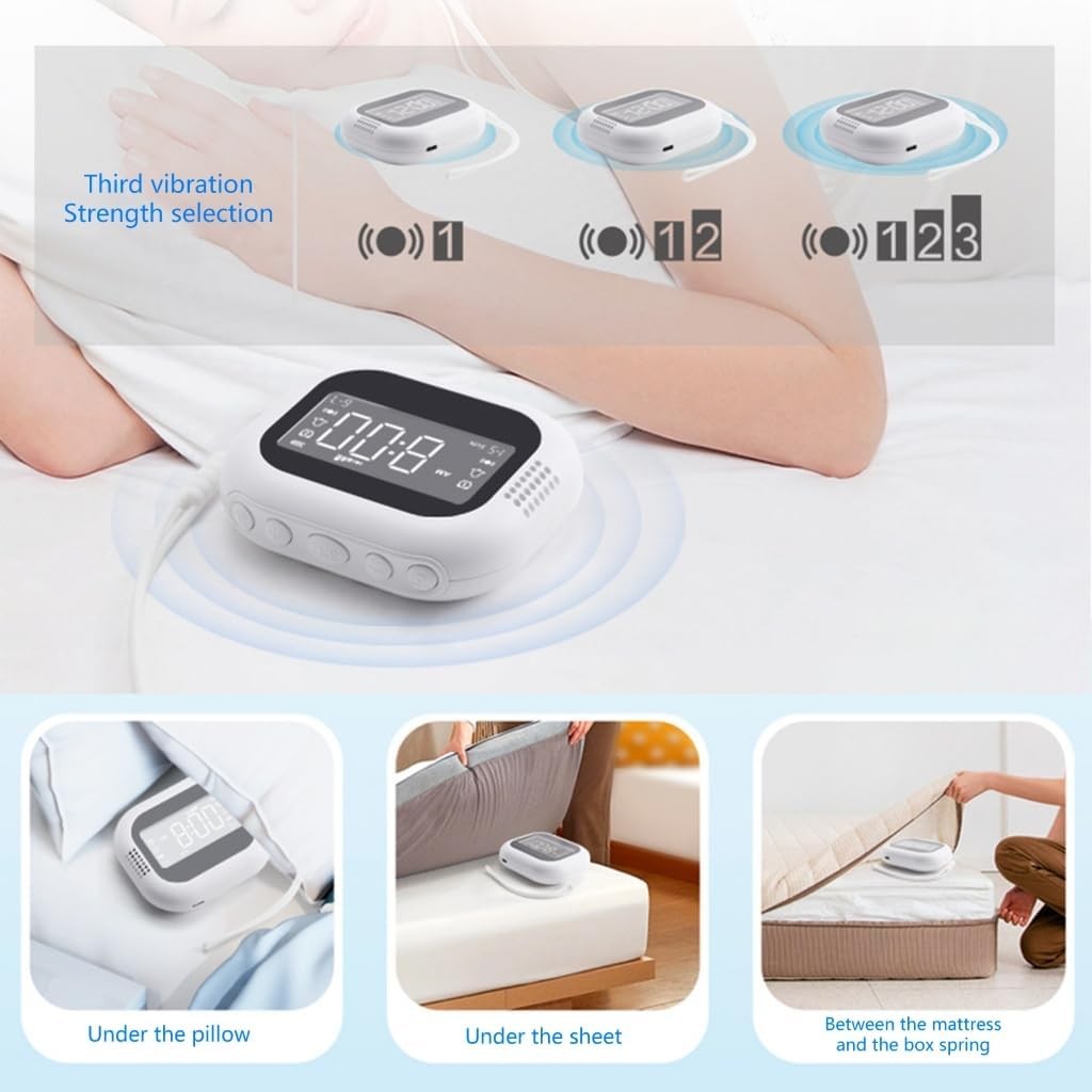 Rechargeable Vibrating Alarm Clock for Heavy Sleepers Dual Alarm LCD Display