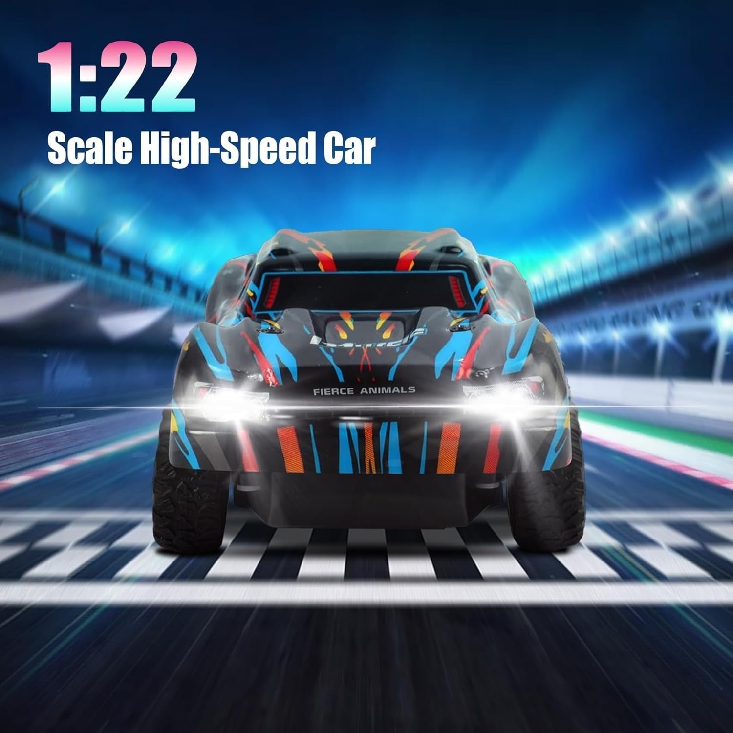 Mini 4WD RC Car 1:22 Scale – LED Lights, 2.4GHz Remote, 15KM/H Fast Racing Toy
