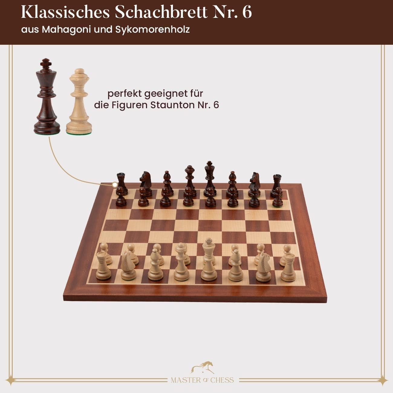 54cm Tournament Wooden Chess Board Inlaid Mahogany Foldable Luxury Board