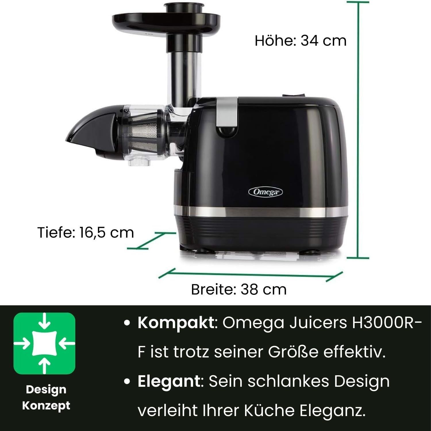 Quiet Cold Press Slow Juicer Compact Masticating High Nutrition Black