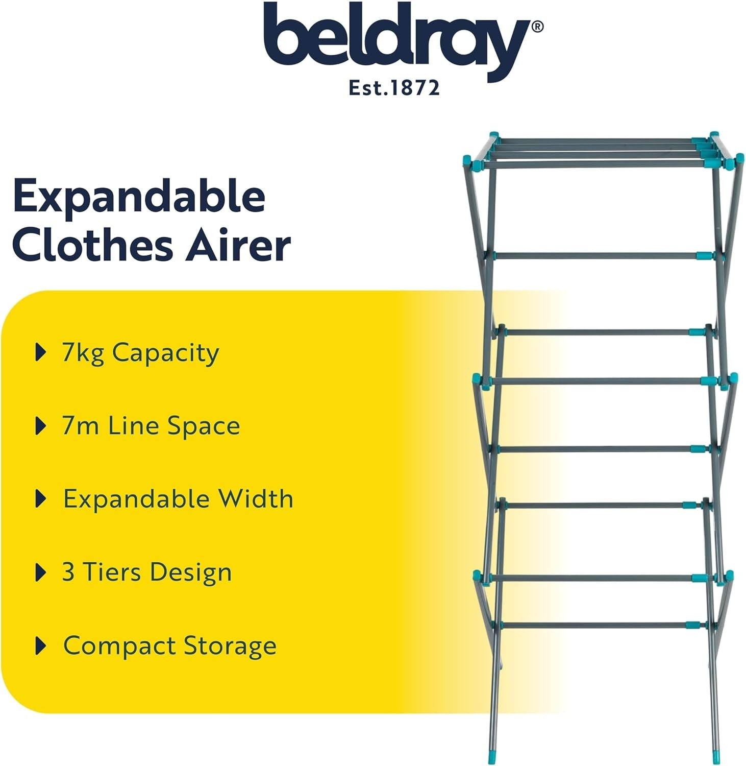 Expandable Clothes Airer 3 Tier Folding Drying Rack Indoor Space Saving