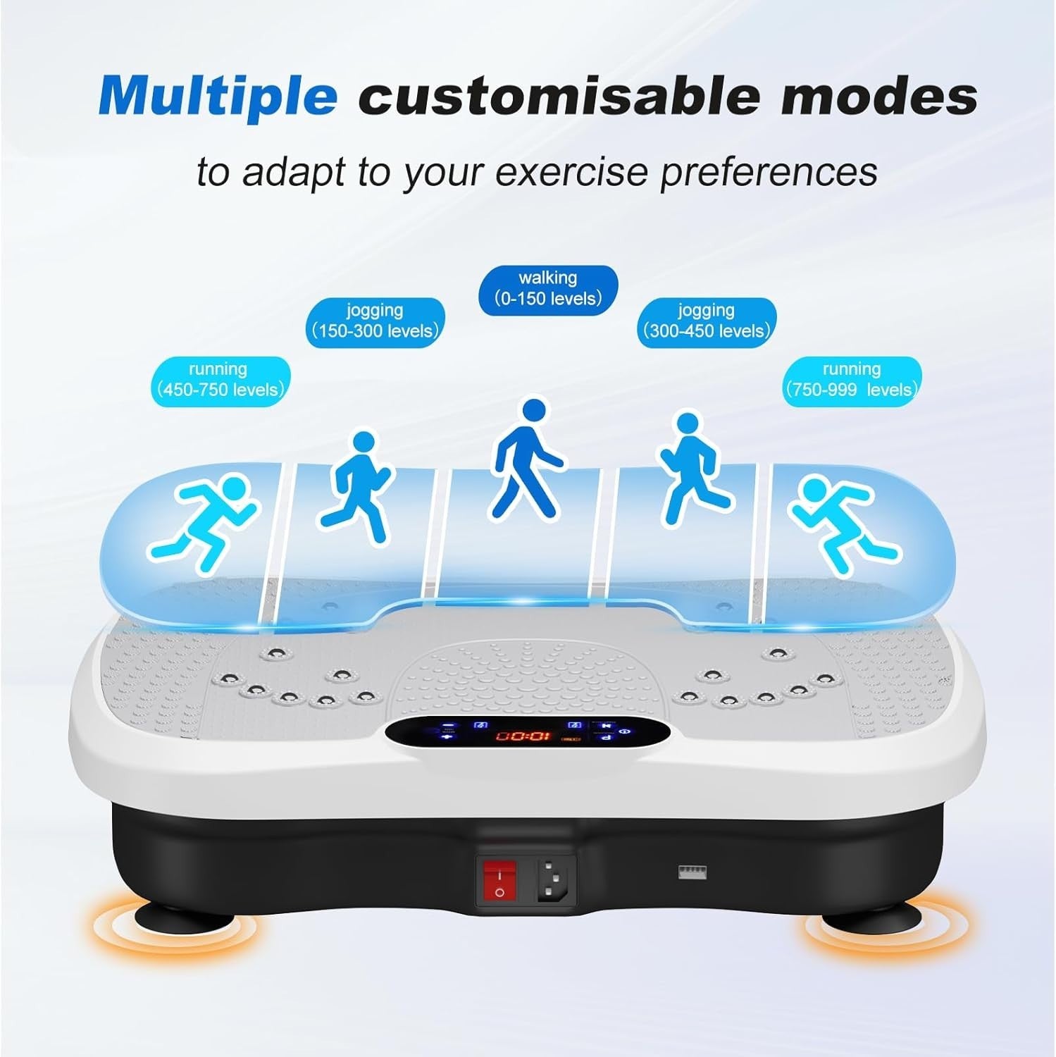 White Vibration Plate Exercise Machine Weight Loss Lymphatic Drainage 99 Levels