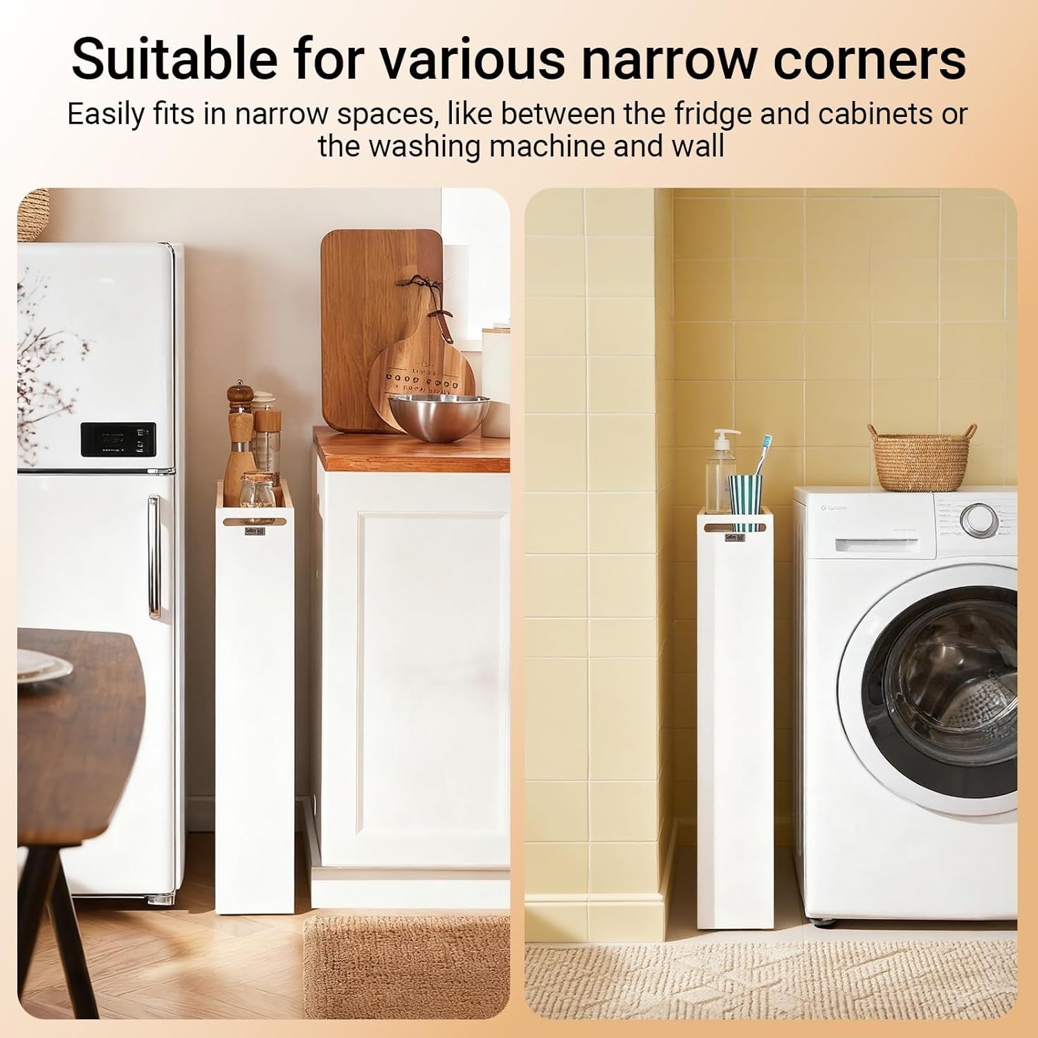 Slim Storage Trolley 15cm Narrow Rolling Cart Kitchen Bathroom 3 Tier