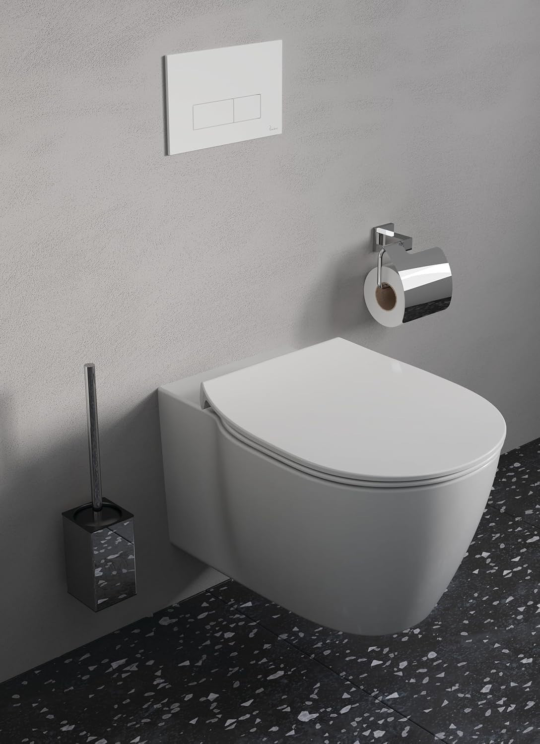 Connect Toilet Seat White Flat Durable Duroplast Stainless Hinges