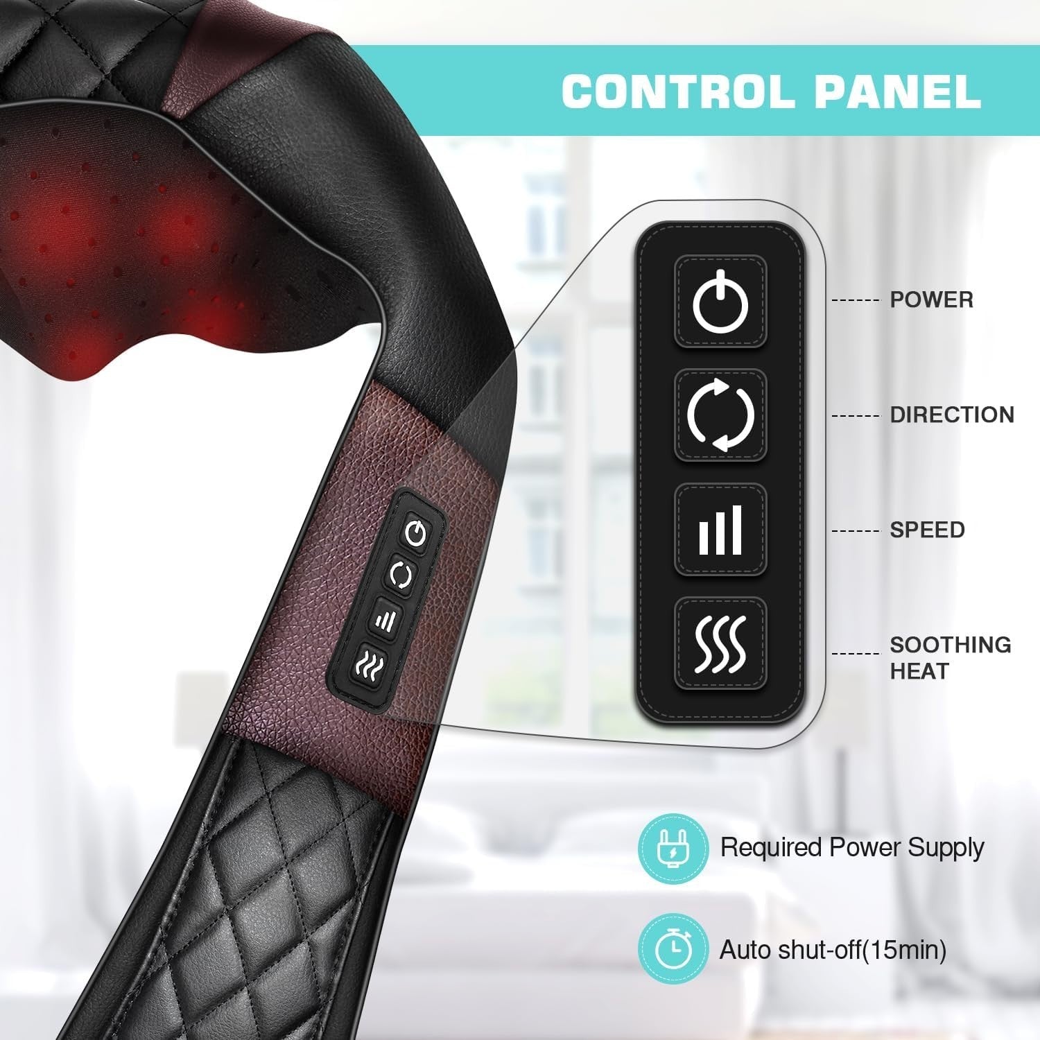 Shiatsu Neck Shoulder Massager with Heat Deep Kneading Back Pain Relief