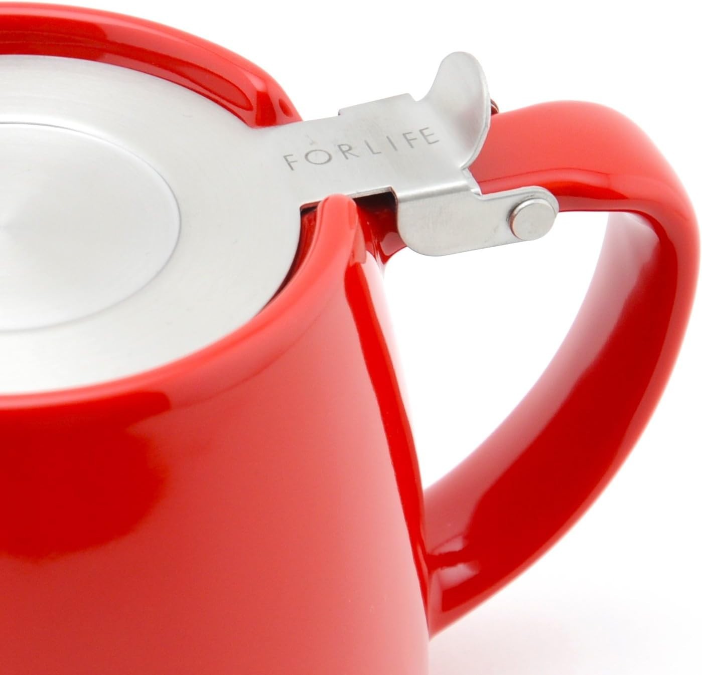 Red Teapot 18oz 510ml Porcelain Tea Pot with Lid Dishwasher Safe