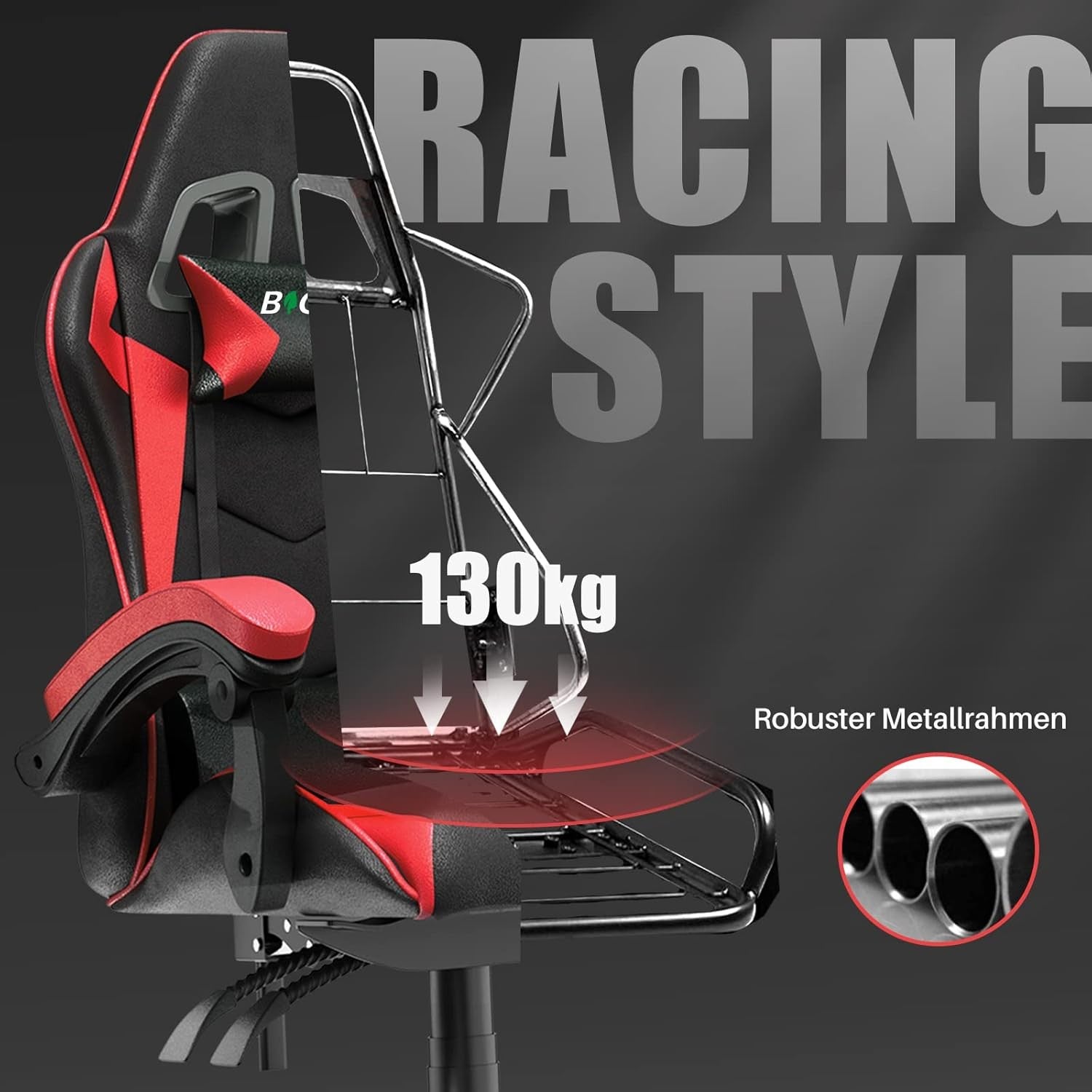 Ergonomic Gaming Chair Swivel Office Chair w/ Lumbar & Headrest Red