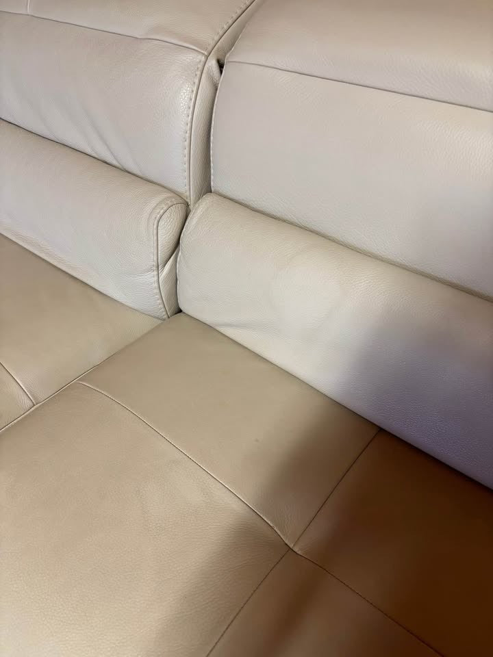 Cream Leather Comfy Cosy Corner Sofa (PTP)