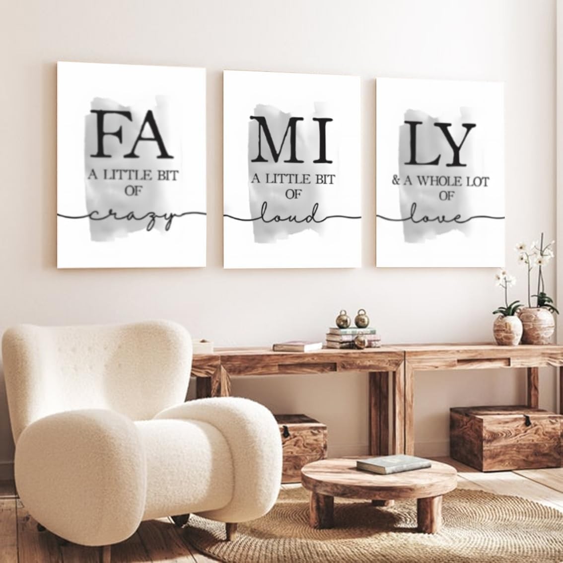 Large 3-Piece Abstract Canvas Wall Art 16x24 in Family Home Decor