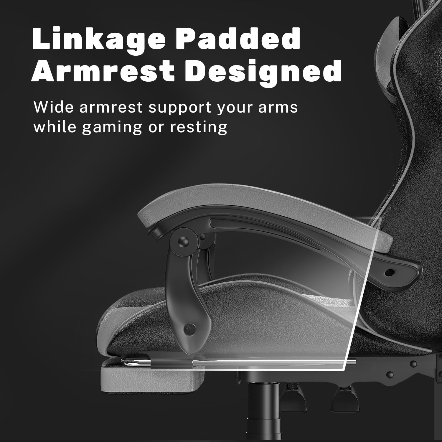 Ergonomic Gaming Chair Recliner w/ Footrest Lumbar Support Grey