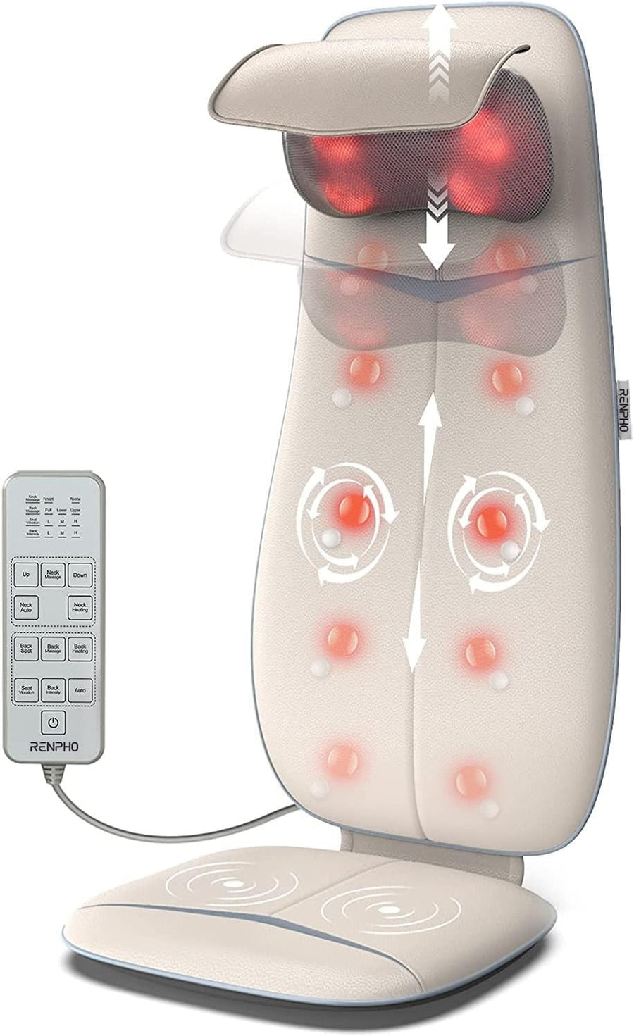 Shiatsu Back Massager with Heat S-Shape Full Back Chair Pad Adjustable Neck