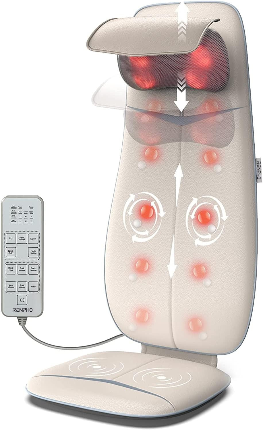 Shiatsu Back Massager with Heat S-Shape Full Back Chair Pad Adjustable Neck