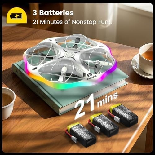 DEERC D13 Kids Mini Drone, LED Lights, Obstacle Avoidance, 21 Min Flight