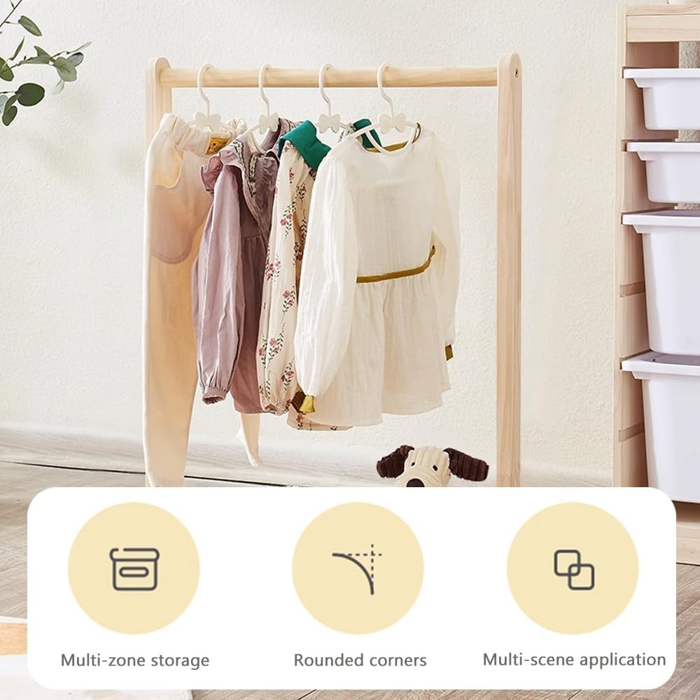 Wooden Kids Clothes Rack Toddler Dress Up Stand Natural