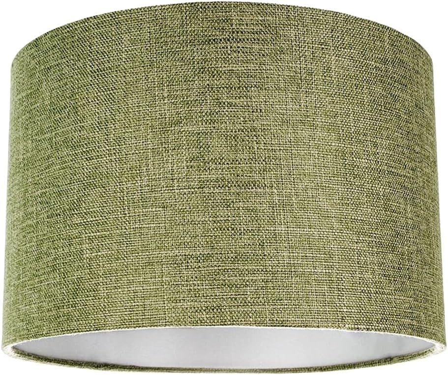 Olive Sage Green Drum Lampshade 35cm Linen Table Pendant Shade