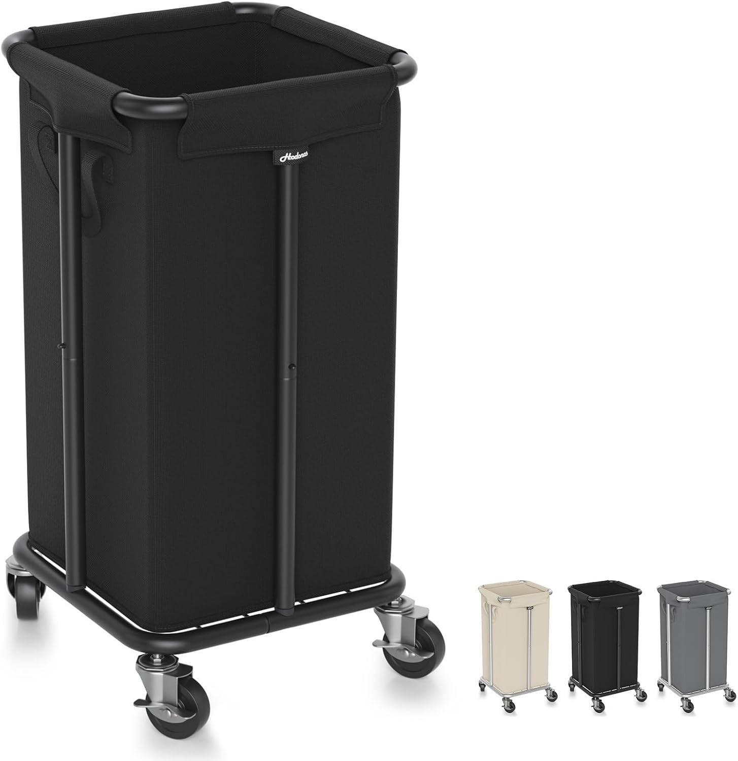 115L Rolling Laundry Hamper with Wheels Black Steel Frame Removable Washable Bag