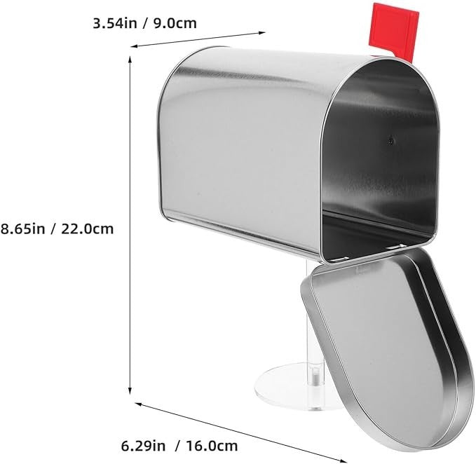 Waterproof Silver Mini Mailbox Ornament – Durable Tinplate, Wall Mount, 16x22x9
