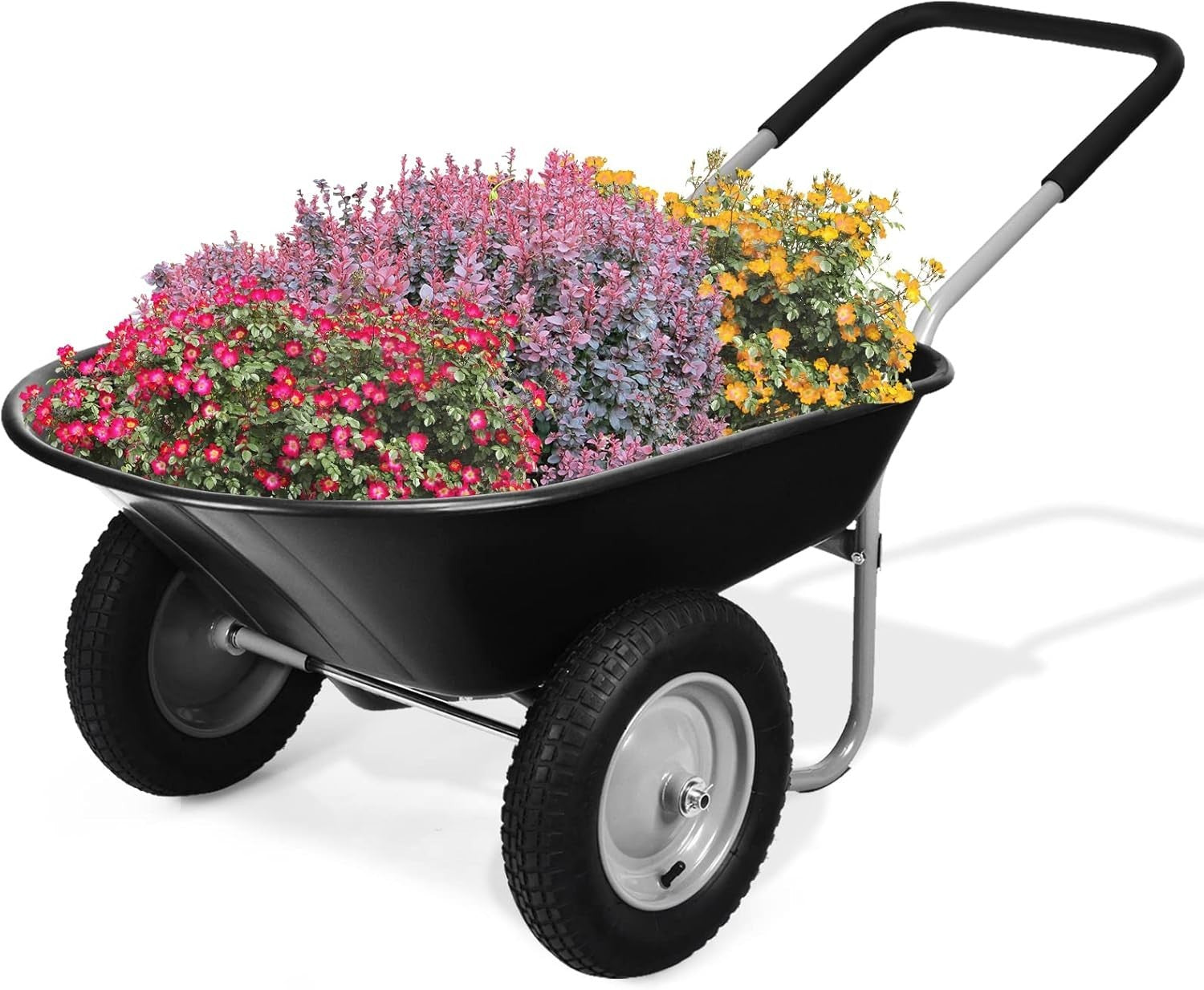 80L 2-Wheel Garden Wheelbarrow – Heavy Duty Steel Frame w/ 150kg Load Capacity