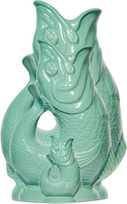 Sea Green Gluggle Jug XL 1.4L – Ceramic Fish Pitcher, Water & Wine Decanter