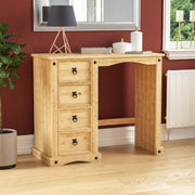 4-Drawer Pine Wood Dressing Table Desk Distressed Waxed Finish Bedroom Vanity