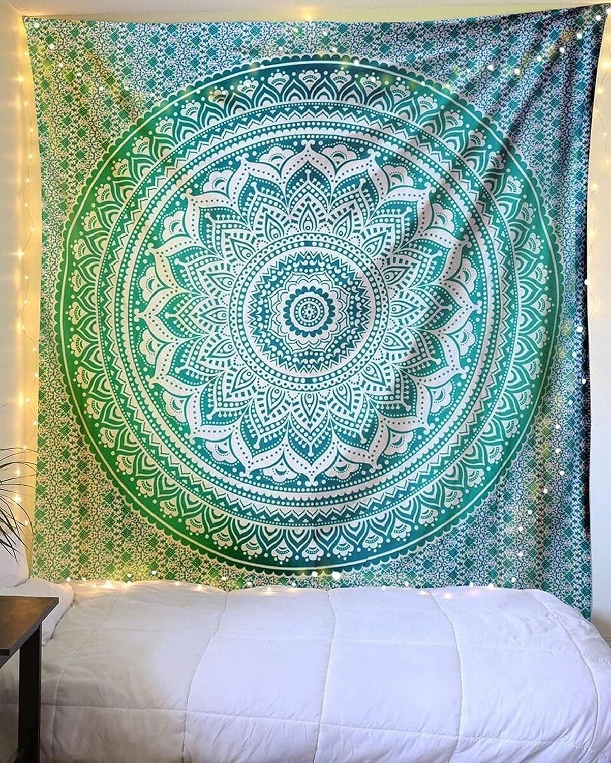 Boho Green Cotton Tapestry 52x82" Wall Hanging Bedspread