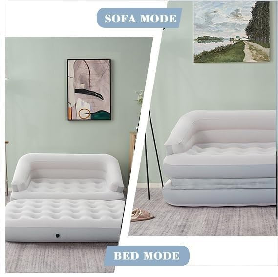 Inflatable Sofa Bed Couch 2 Seater Air Sofa Camping Guest Bed Grey
