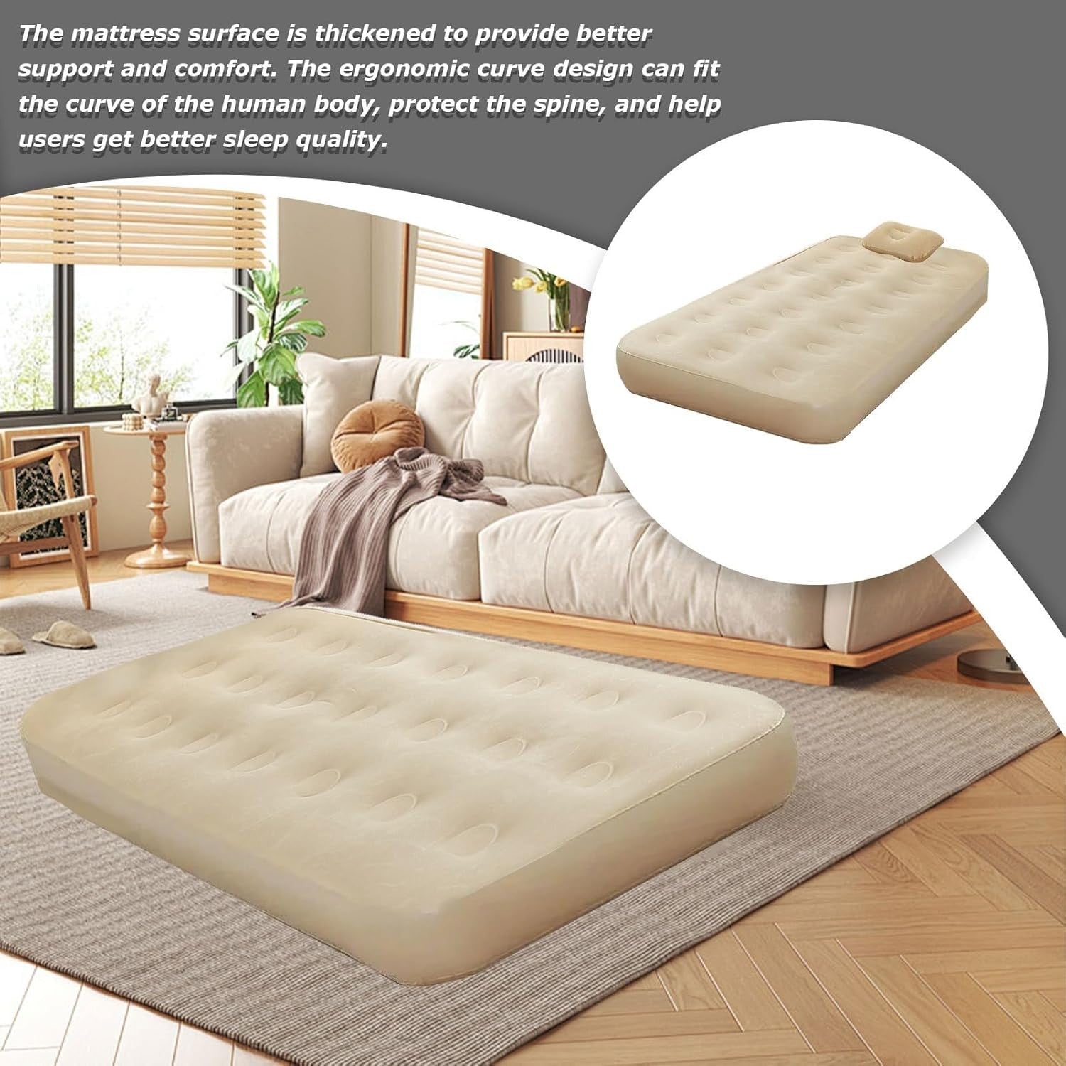 Twin Blow Up Air Mattress with Built-in Pump | Portable Floor Bed