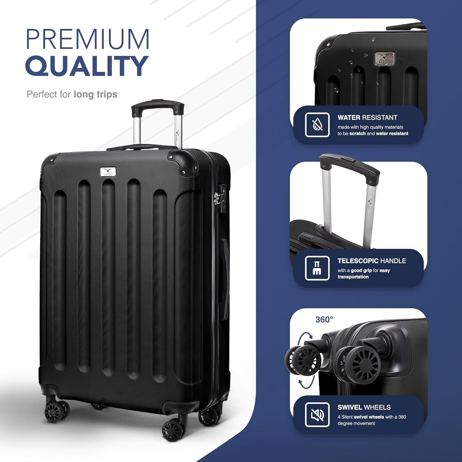 28” Large Hard Shell Suitcase Lightweight ABS 4 Wheel Travel Case TSA