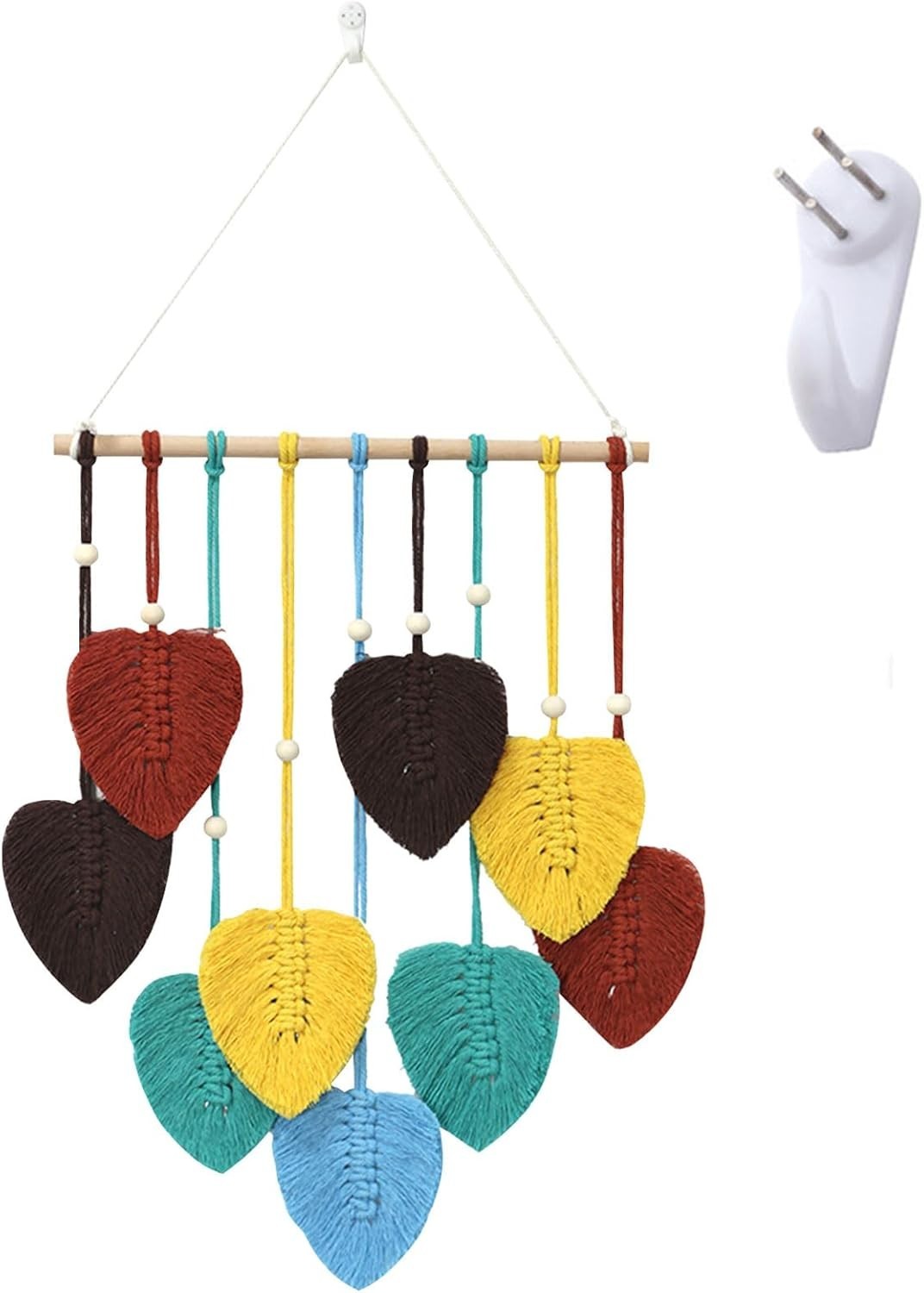 Colourful Boho Macrame Leaf Wall Hanging 40x80cm Cotton Tapestry