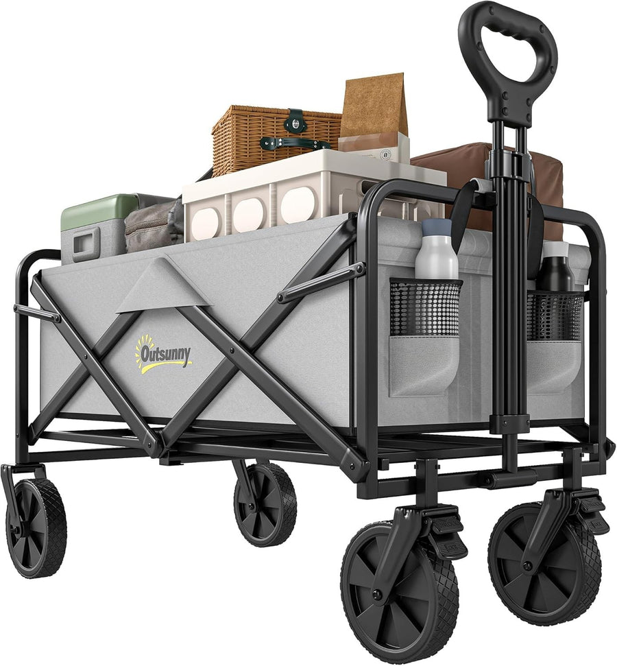 Portable Folding Garden Trolley 90L Camping Shopping Wagon
