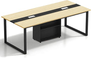 Expandable Wood Conference Table 6–20 Person w/ Cable Ports & 2-Shelf Storage