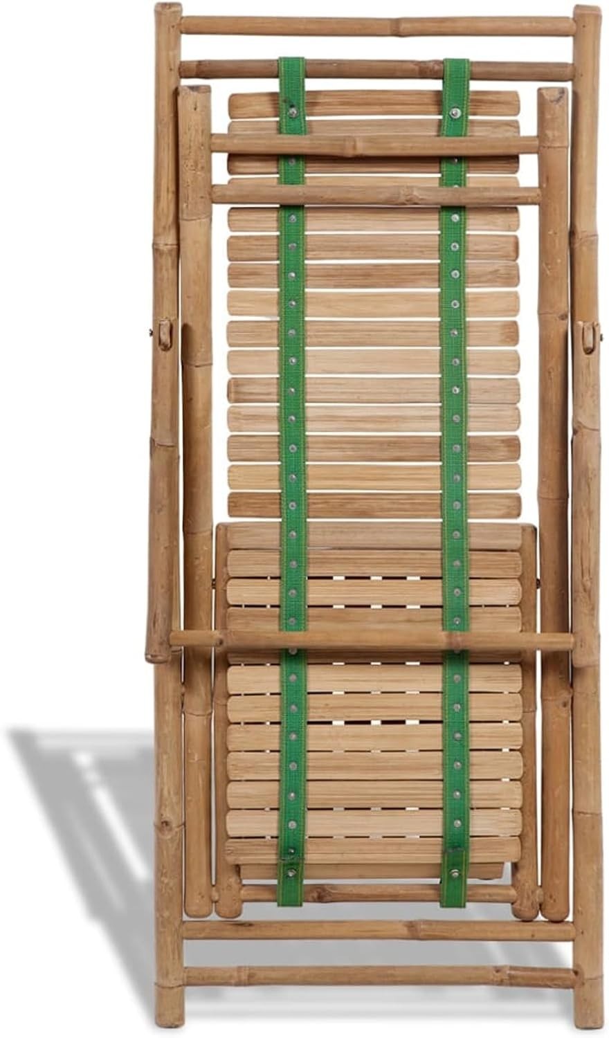 Outdoor Bamboo Reclining Deck Chair with Footrest – Foldable Sun Lounger