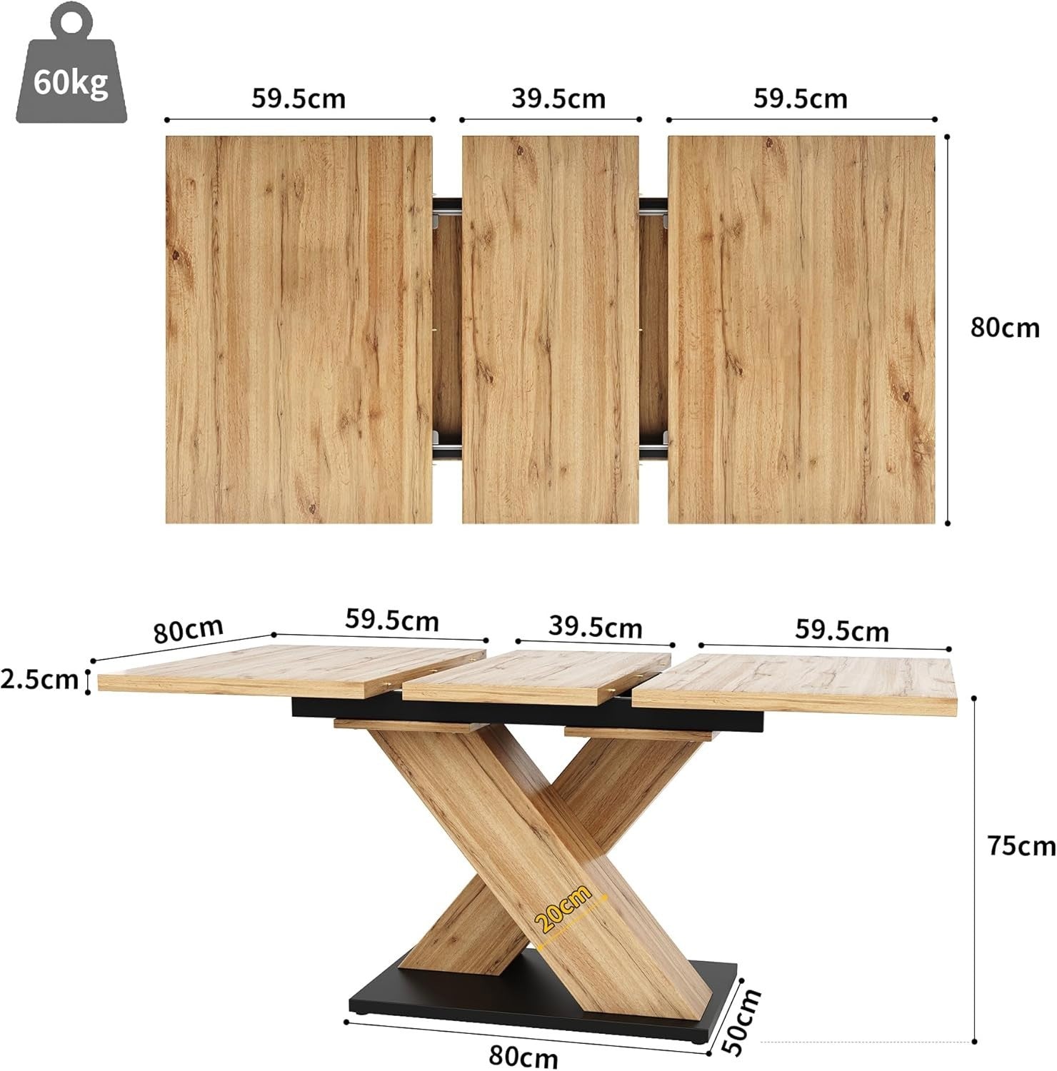 Extendable Dining Table 6-8 Seat Solid Wood Look Pedestal Base Modern