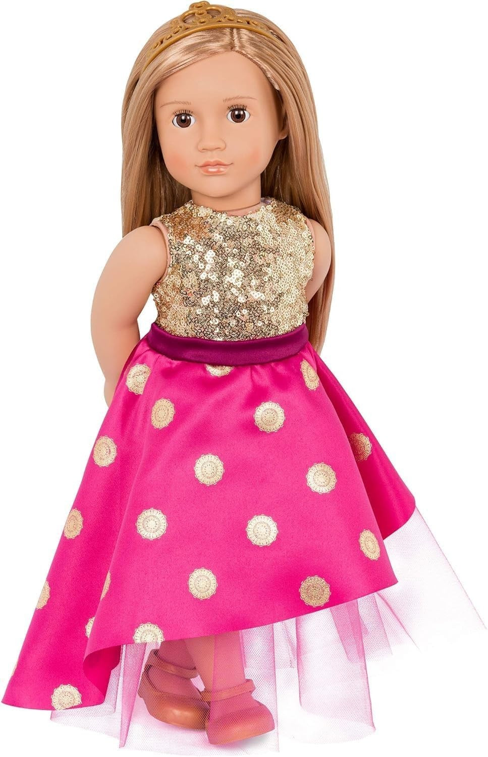18-Inch Fashion Doll Blonde Hair Brown Eyes Gown Tiara Soft Body