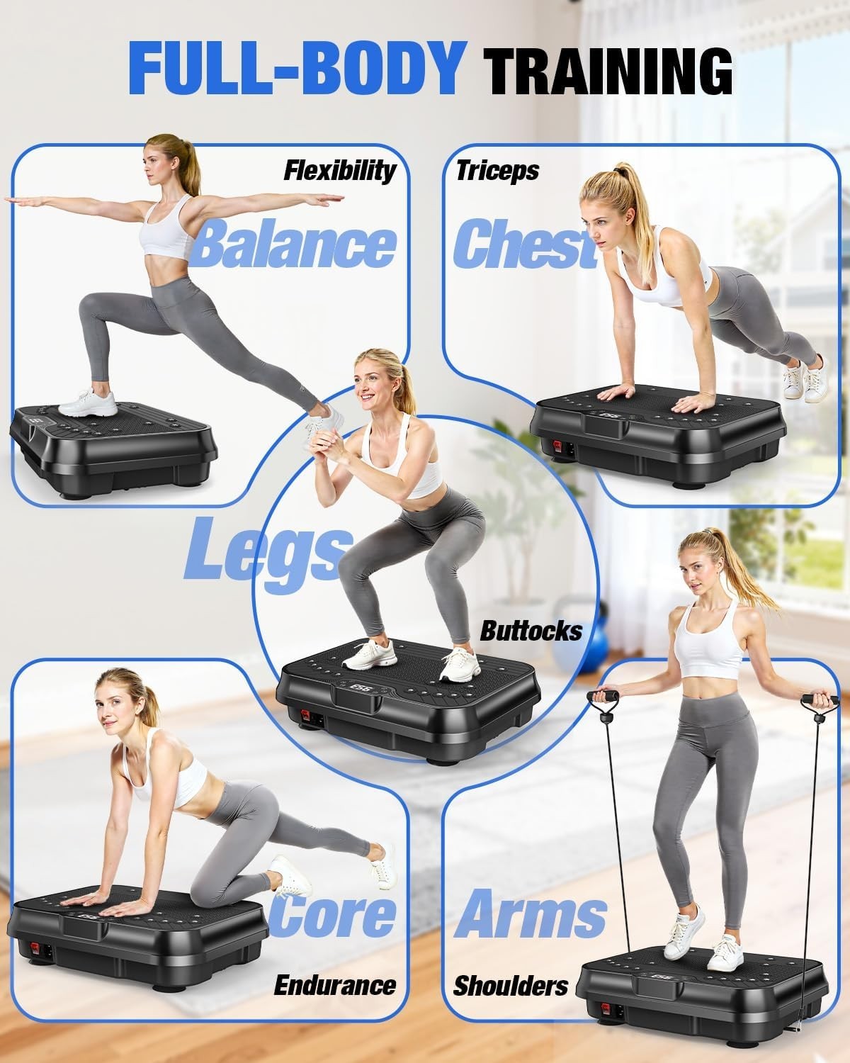 High Speed Vibration Plate Weight Loss Platform Remote Bands 450lb