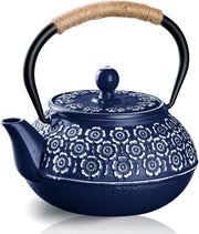 Cast Iron Teapot 900ml Japanese Tetsubin Tea Kettle w Infuser Blue