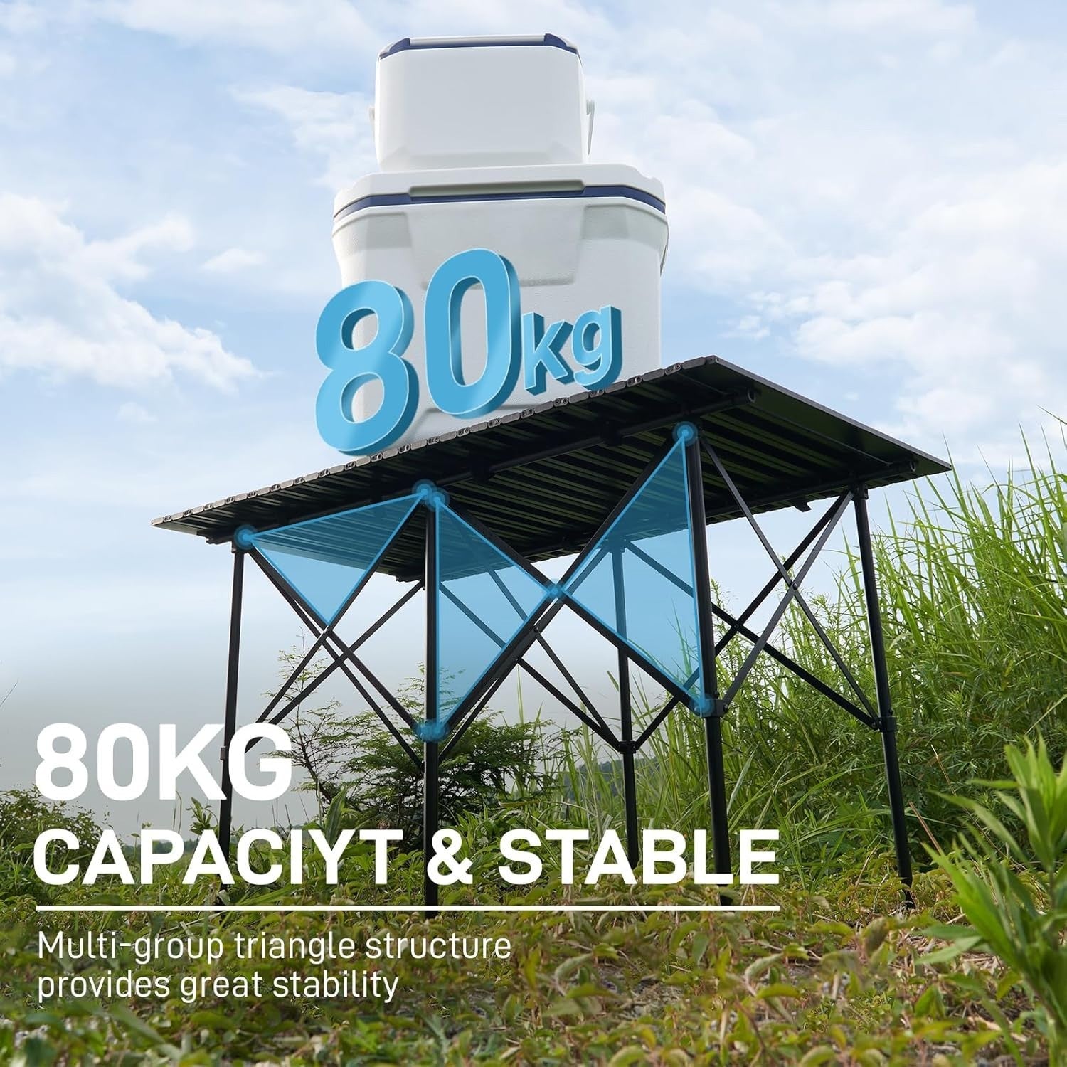 Portable Folding Camping Table Heavy Duty Aluminium Roll Top Outdoor Dining