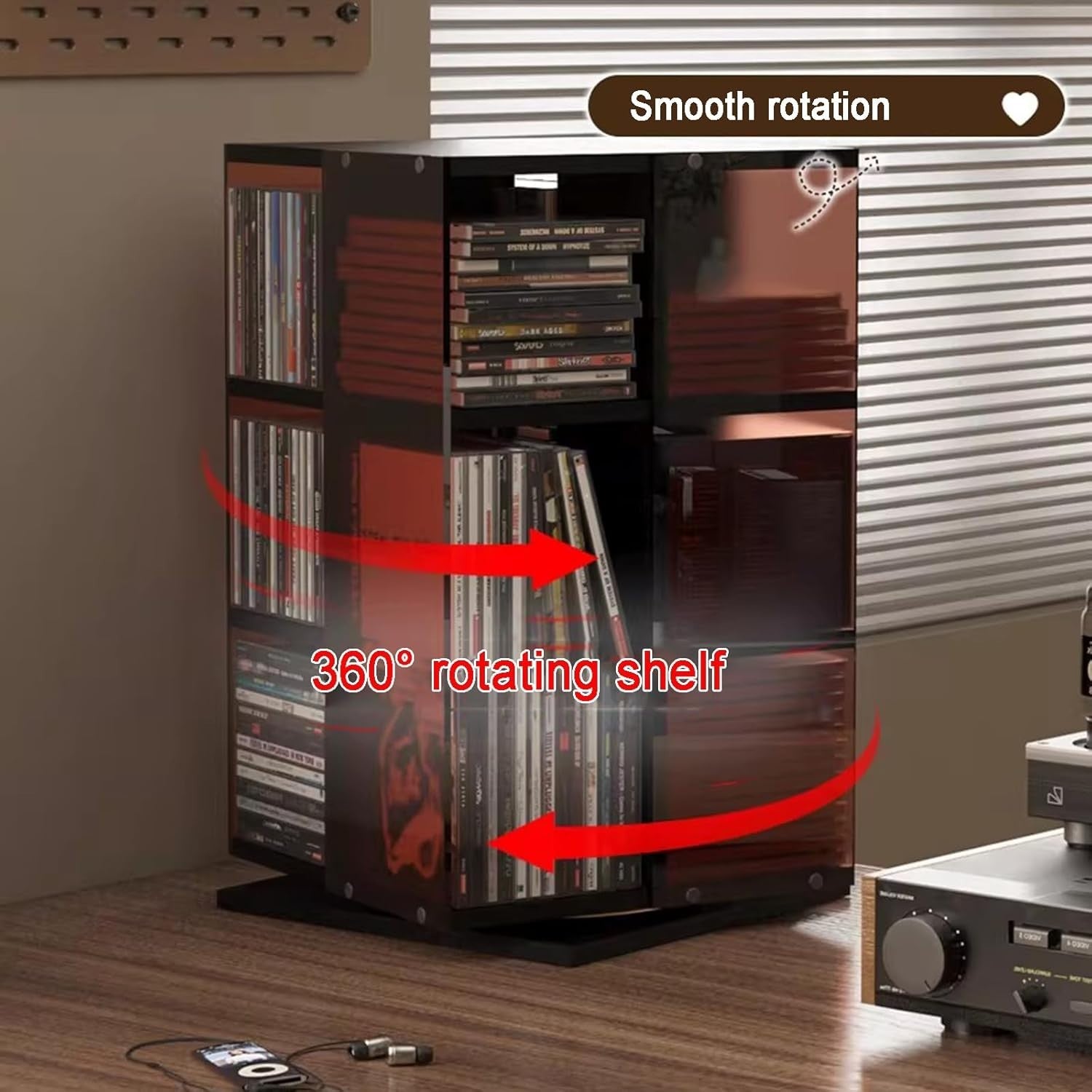3 Tier Rotating CD Storage Rack Media Tower Holds 120 CDs DVD Display