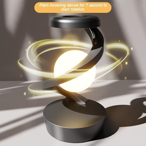 Levitating 3D Floating Bulb Lamp LED Desk Night Light with Wireless Charger