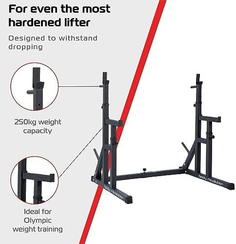 Adjustable Squat Rack with Dip Bars & Weight Plate Storage, Heavy Duty