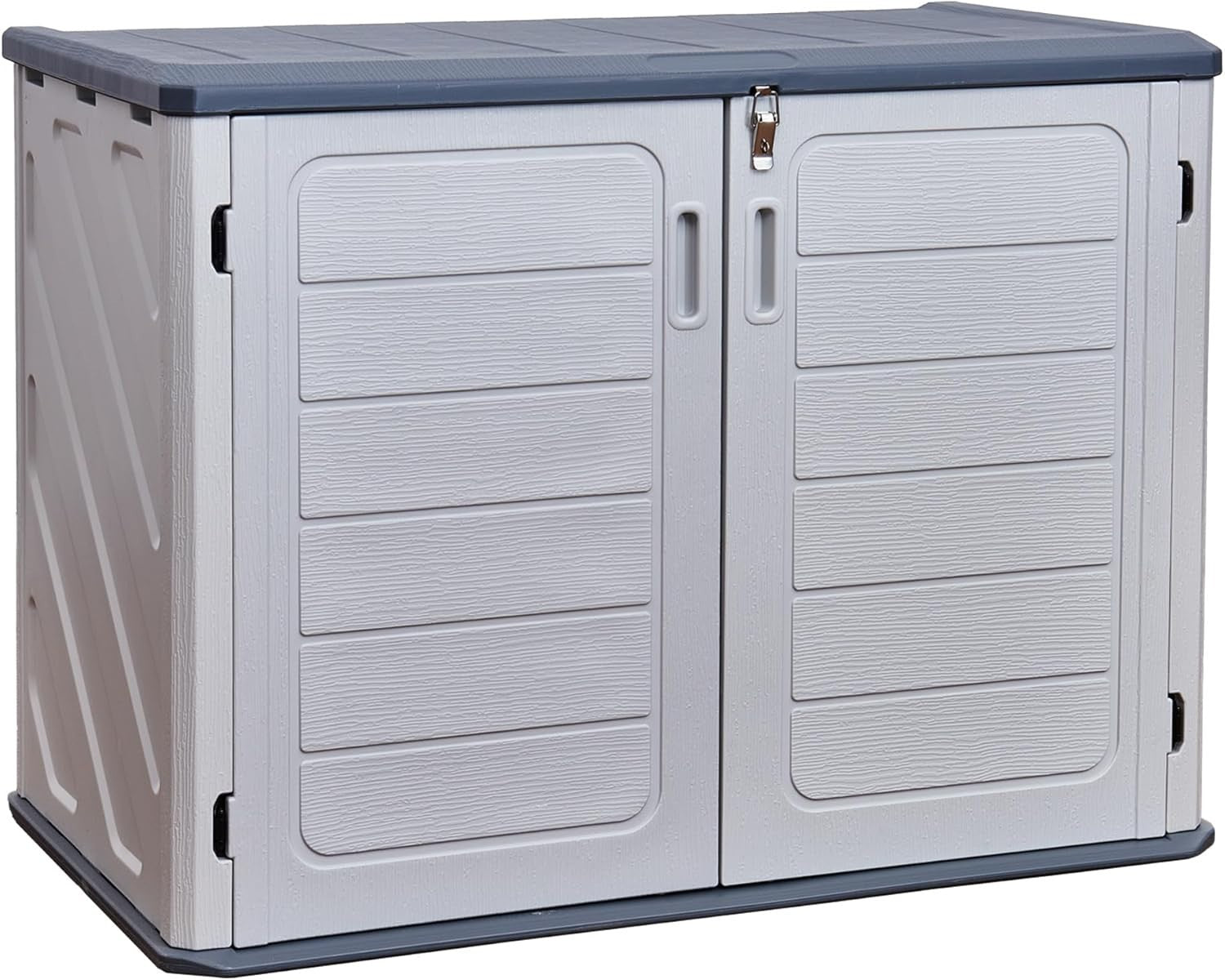 Outdoor Garden Storage Cabinet Waterproof Double Door Tool Shed Resin Grey Navy
