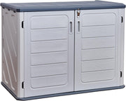 Outdoor Garden Storage Cabinet Waterproof Double Door Tool Shed Resin Grey Navy